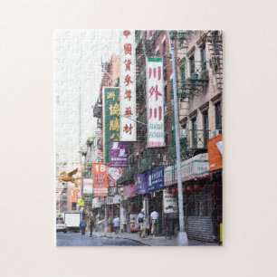 Quebra-cabeça Summer Street Scene Chinatown Manhattan Nova Iorqu