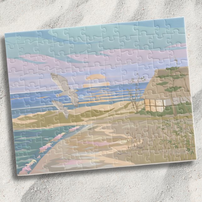 Quebra-cabeça Summer Sunset Beach (Pastel Summer Sunset Beach Jigsaw Puzzle)