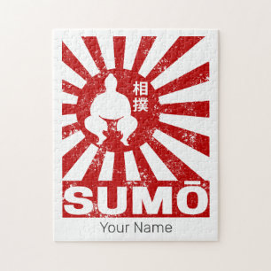Quebra-cabeça Sumo Retro Wrestler Japonês Vintage Design