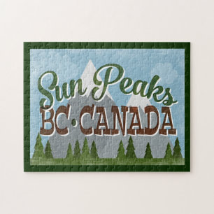 Quebra-cabeça Sun Peaks Canadá Divertido Retro Montanhas Snowy