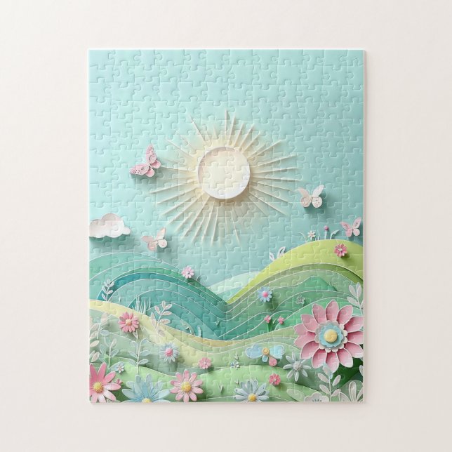 Quebra-cabeça Sun Shining Over The Valley (Vertical)