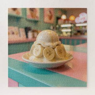Quebra-cabeça Sundae de Banana de Resina Loja de Sorvete Retrô