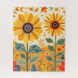 Quebra-cabeça Sunflower Folk Art Puzzle