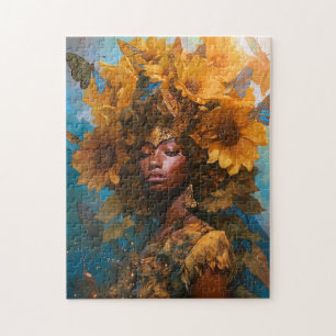 Quebra-cabeça Sunflower Goddese Fantasy Art