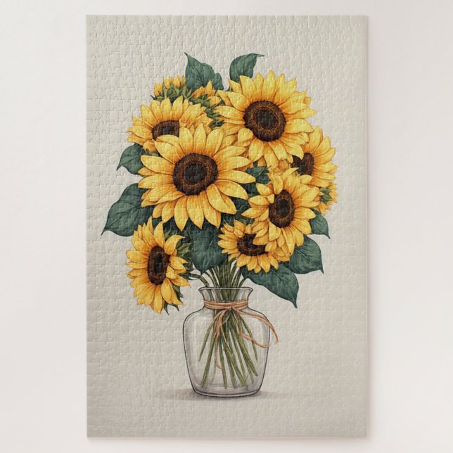 Quebra-cabeça Sunflower Wildflower Botanical Art (Vertical)