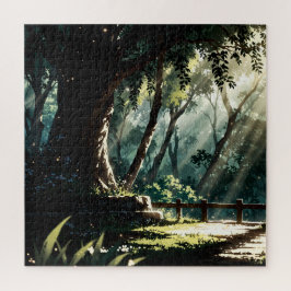 Quebra-cabeça Sunlit anime forest glade