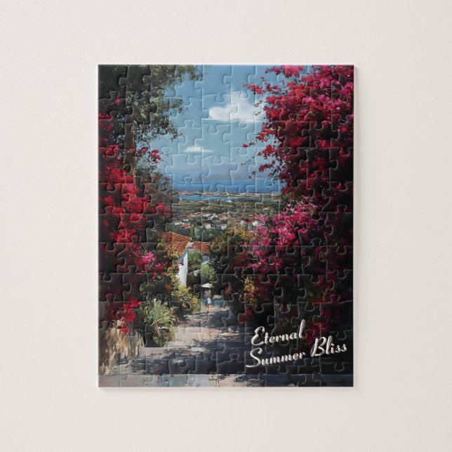 Quebra-cabeça Sunlit Bougainvillea Path Art (Vertical)