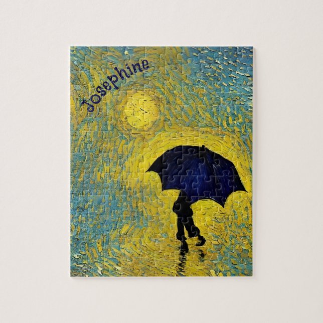 Quebra-cabeça Sunnyside batia um guarda-chuva azul inocente (Vertical)
