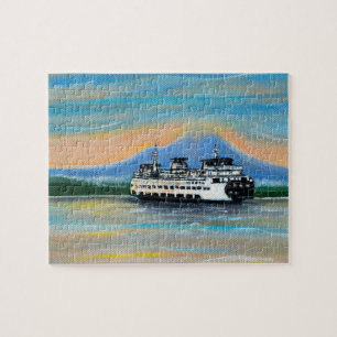 Quebra-cabeça Sunrise Ferry Painting