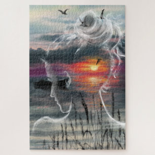 Quebra-cabeça Sunrise Lady - Natureza - Pintura Original