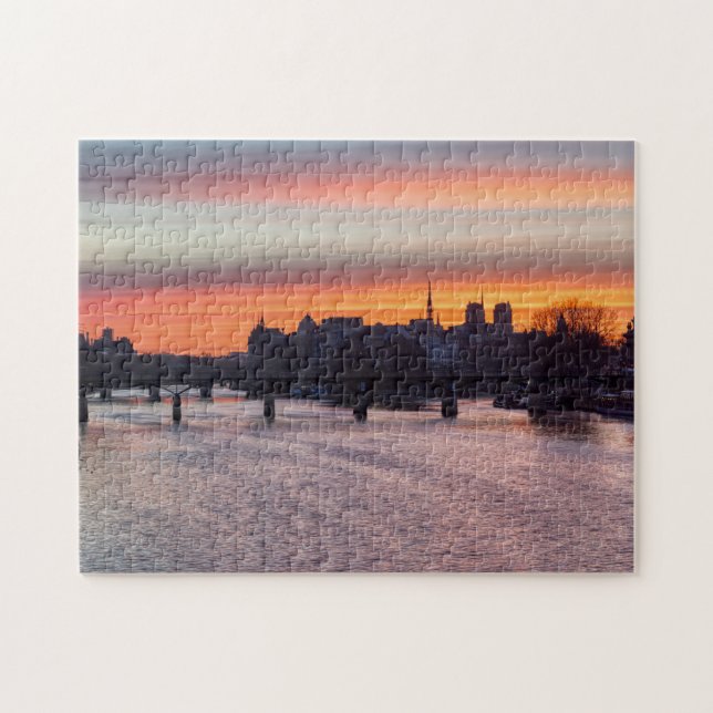 Quebra-cabeça Sunrise sobre Ile de la Cite e Notre Dame - Paris (Horizontal)