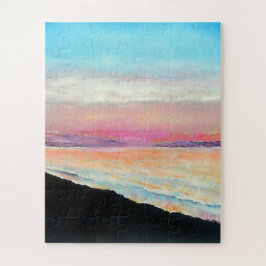 Quebra-cabeça Sunset Beach Lake Pink Blue