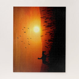 Quebra-cabeça Sunset Cowgirl on a Horse Meadow Ride Western