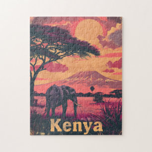 Quebra-cabeça Sunset de Elefante do Quênia