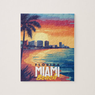 Quebra-cabeça Sunset de Miami Beach   Costeira da Flórida Vibran