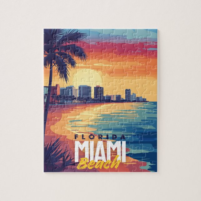 Quebra-cabeça Sunset de Miami Beach | Costeira da Flórida Vibran (Vertical)