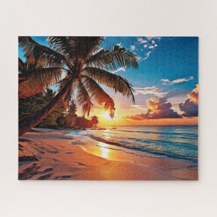Quebra-cabeça Sunset de praia tropical