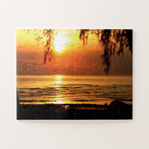Quebra-cabeça Sunset de tirar o fôlego com Praia e Árvores Jigse