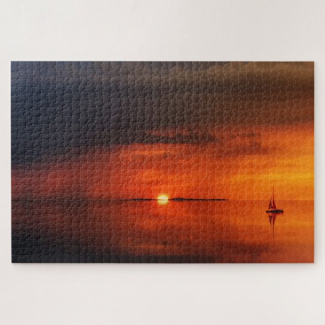 Quebra-cabeça Sunset de veleiro (Horizontal)