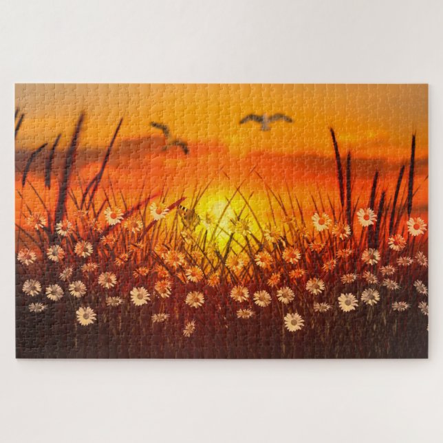 Quebra-cabeça Sunset e Daisies (Horizontal)