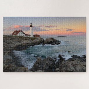 Quebra-cabeça Sunset no farol de Portland na Costa do Maine