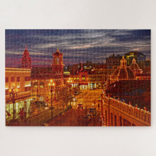 Quebra-cabeça Sunset no Kansas City Plaza Lights