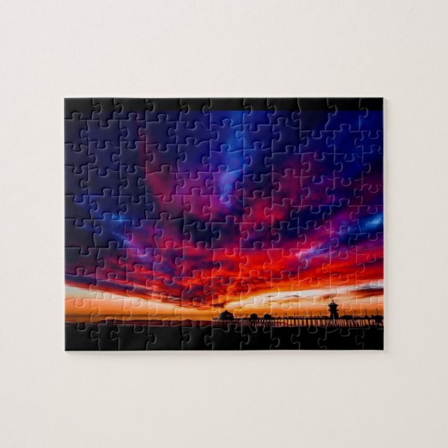 Quebra-cabeça Sunset no Pier, Huntington Beach, CA (Horizontal)