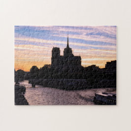 Quebra-cabeça Sunset on Notre Dame de Paris - Paris, França