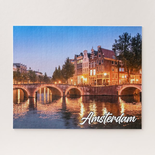 Quebra-cabeça Sunset Over Amsterdam, Países Baixos (Horizontal)