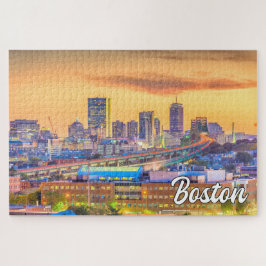 Quebra-cabeça Sunset Over Boston, Massachusetts, EUA