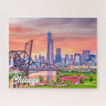 Sunset Over Chicago, Illinois, Estados Unidos