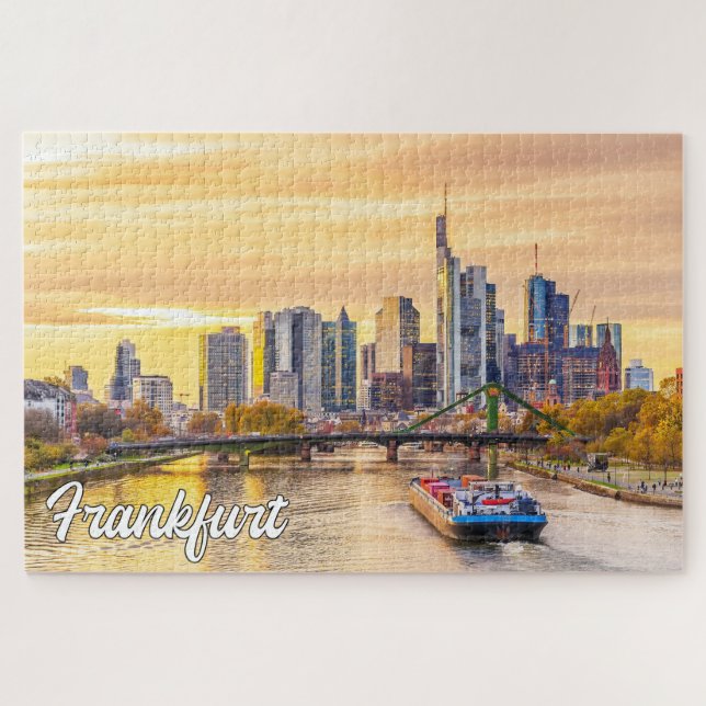 Quebra-cabeça Sunset Over Frankfurt, Alemanha (Horizontal)