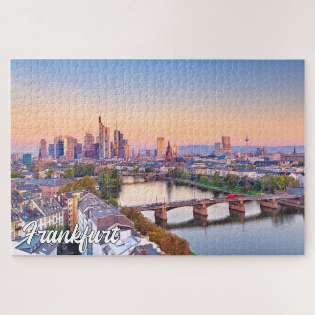 Quebra-cabeça Sunset Over Frankfurt, Alemanha (Horizontal)