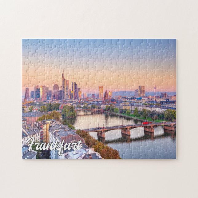 Quebra-cabeça Sunset Over Frankfurt, Alemanha (Horizontal)