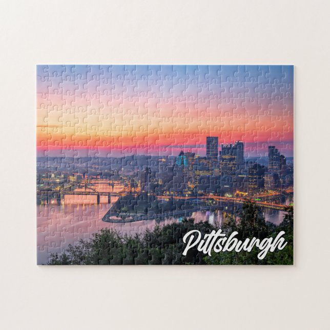 Quebra-cabeça Sunset Over Pittsburgh, Pensilvânia (Horizontal)