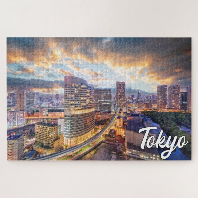 Quebra-cabeça Sunset Over Tokyo, Japão (Horizontal)