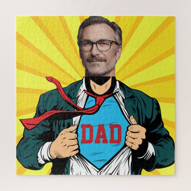Quebra-cabeça Superdad - Nome e Foto Personalizáveis (Vertical)