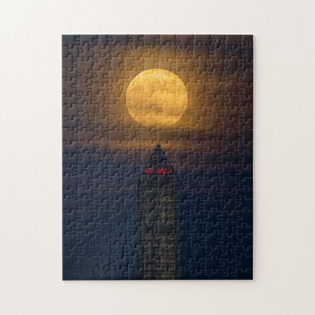 Quebra-cabeça Superlua sobre o Monumento de Washington (Vertical)