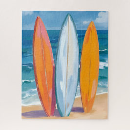 Quebra-cabeça Surfe as Ondas | Oceano de Praia em Aquarela