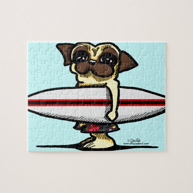 Quebra-cabeça Surfer Pug (Horizontal)