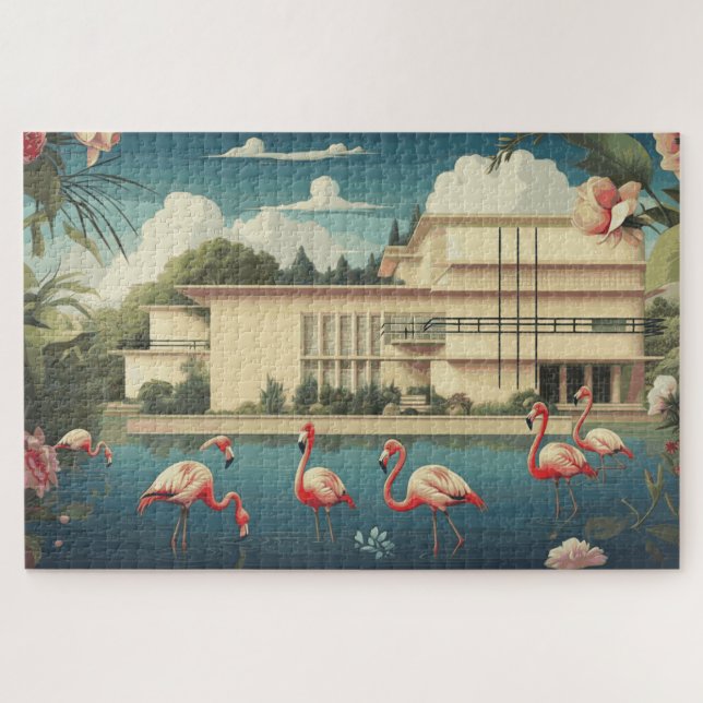Quebra-cabeça Surreal Flamingo Scene (Horizontal)