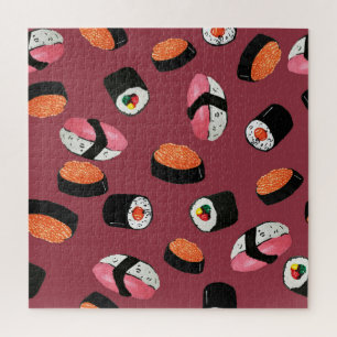 Quebra-cabeça Sushi Onigiri Rolls: Ilustração Sem Costura
