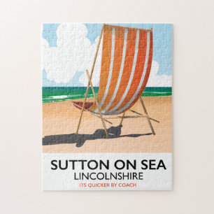 Quebra-cabeça Sutton on Sea seaside travel poster.
