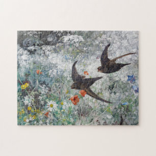Quebra-cabeça Swallow and Flower Field, Bruno Liljefors