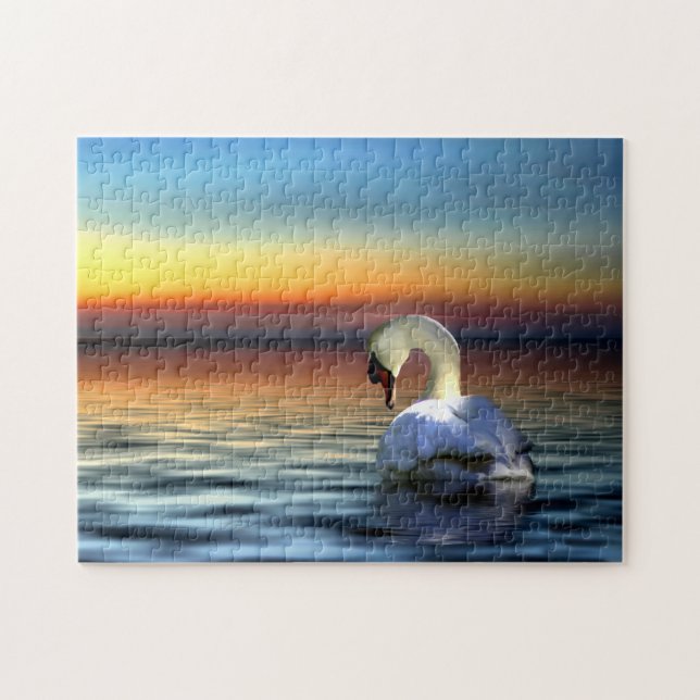 Quebra-cabeça Swan e Sunset Beauful Serene (Horizontal)