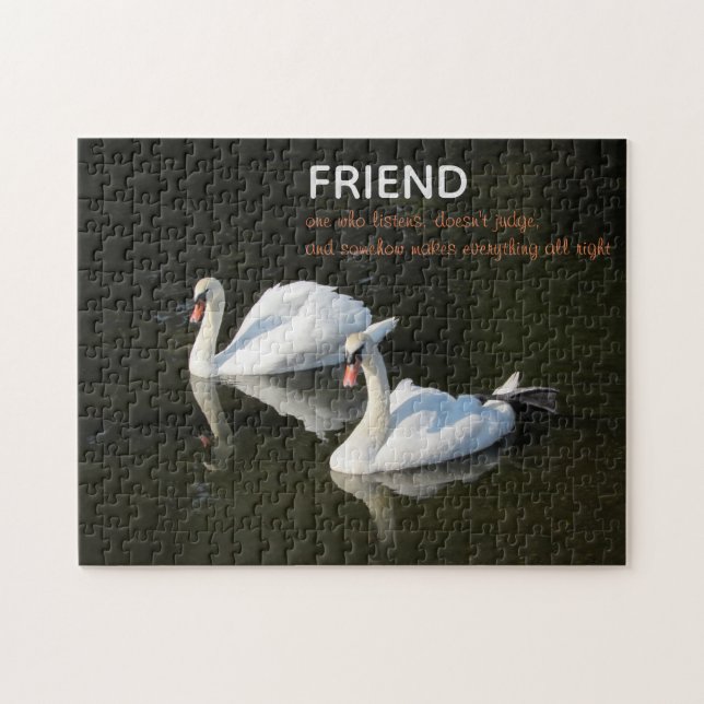 Quebra-cabeça Swans "Friend Quote" (Horizontal)