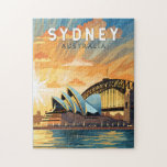 Quebra-cabeça Sydney Austrália Viagem Art Vintage<br><div class="desc">Sydney retro vetor viagem design. Sydney,  capital de Nova Gales do Sul e uma das maiores cidades da Austrália,  é mais conhecida pela sua Harbourfront Sydney Opera House,  com um design distinto tipo vela.</div>