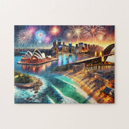 Quebra-cabeça Sydney Opera House Fireworks Harbour Bridge Night