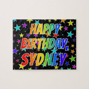 Quebra-cabeça "SYDNEY" Primeiro Nome, Diversão "FELIZ ANIVERSÁ