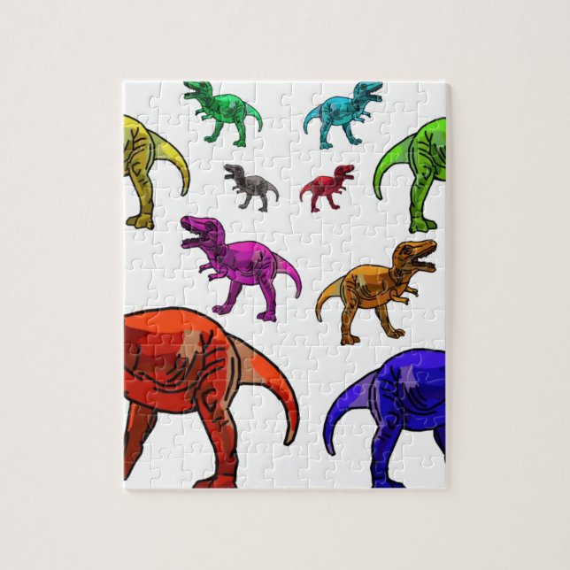 Quebra-cabeça T-Rex Colorido (Vertical)